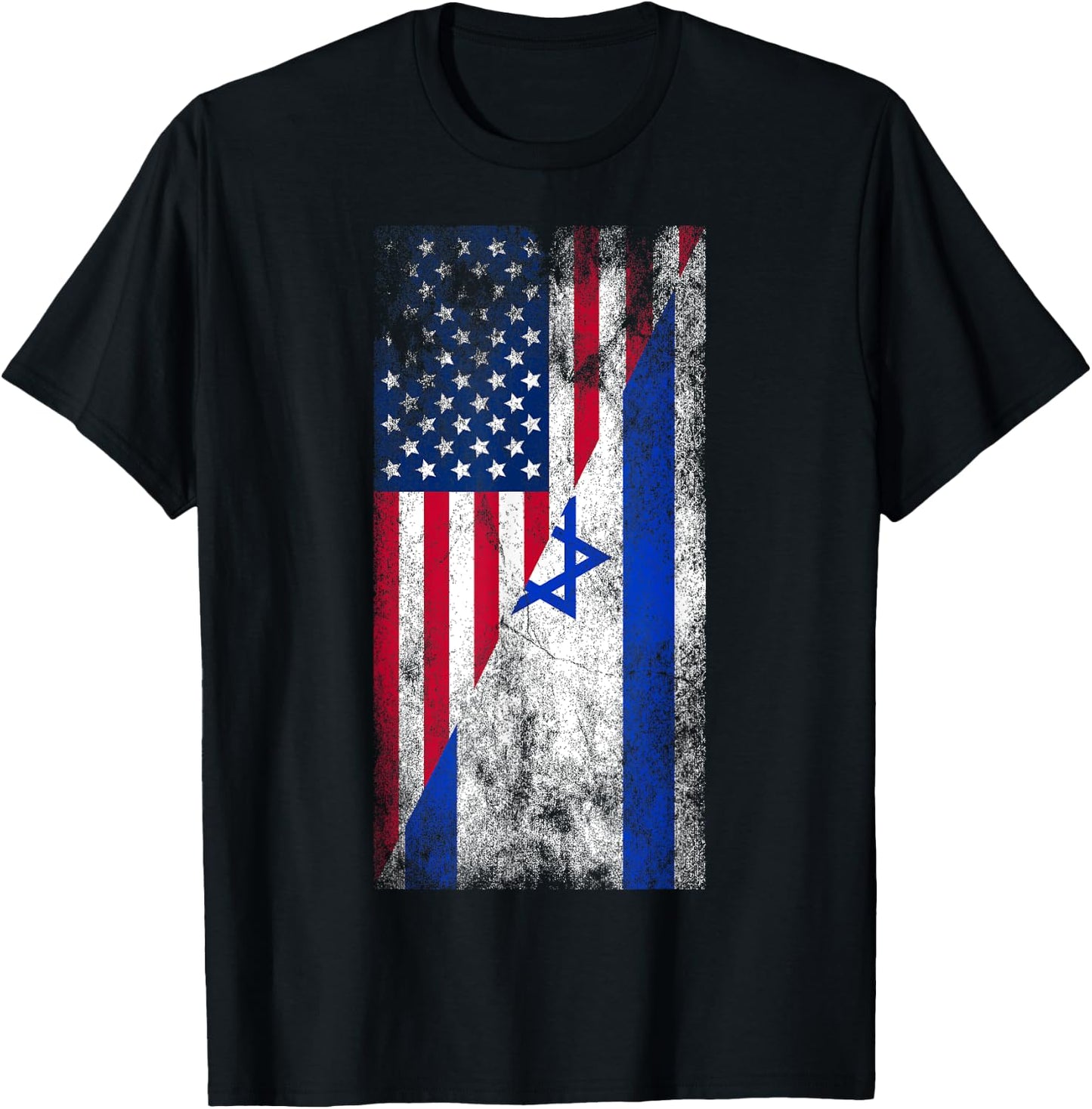 USA Israel Flags - United States of America, Israeli T-Shirt - T-Shirt | Black