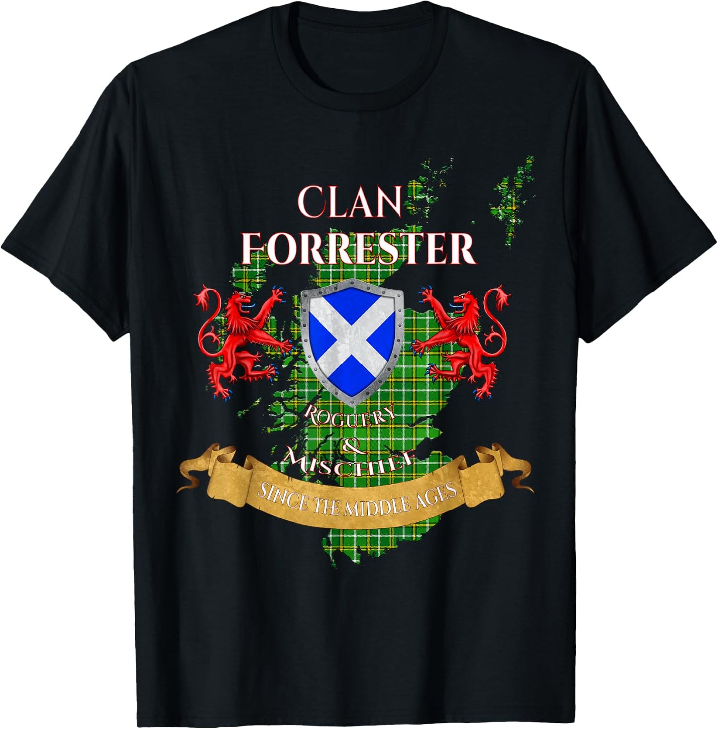 Forrester Hunting Scottish Family Clan Middle Ages Mischief T-Shirt - T-Shirt | Black