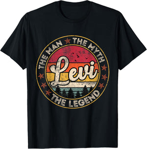 Levi The Man The Myth The Legend Personalized Name T-Shirt - T-Shirt | Black