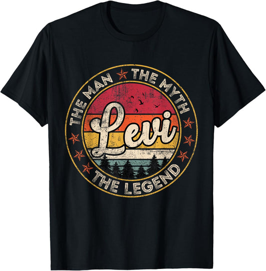 Levi The Man The Myth The Legend Personalized Name T-Shirt - T-Shirt | Black