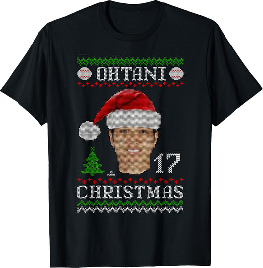 Shohei Ohtani Los Angeles Baseball Christmas Sweater MLBPA T-Shirt - T-Shirt | Black