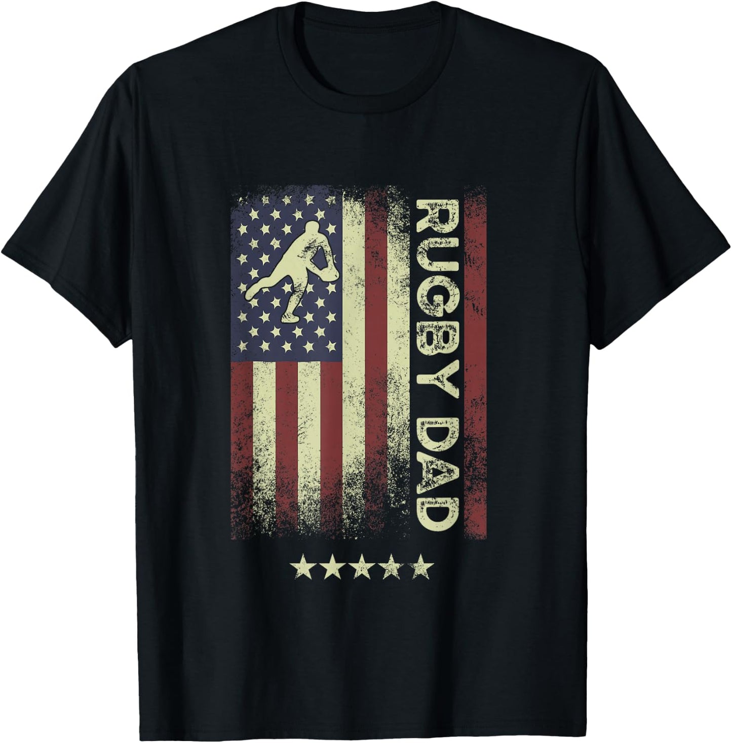 USA American Flag - Rugby Dad T-Shirt - T-Shirt | Black