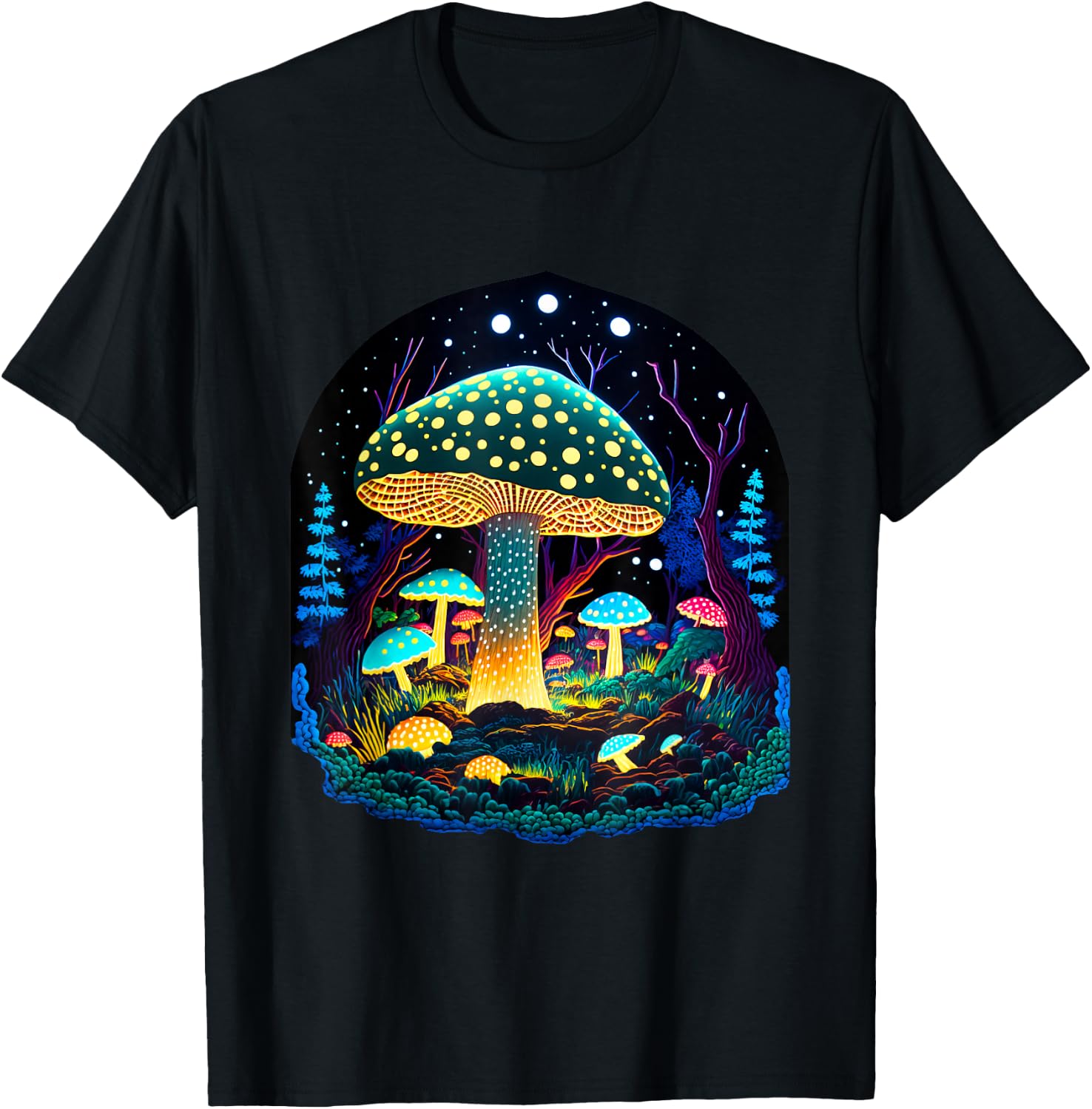 Mushroom Whisperer Colorful Fungi Design T-Shirt - T-Shirt | Black
