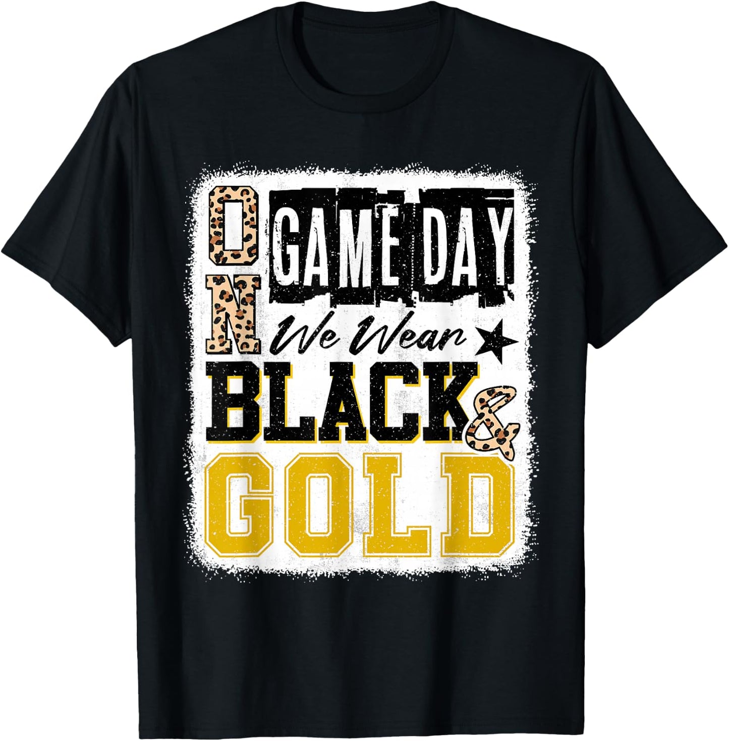 On Gameday Football We Wear Black And Gold School Spirit T-Shirt - T-Shirt | Black