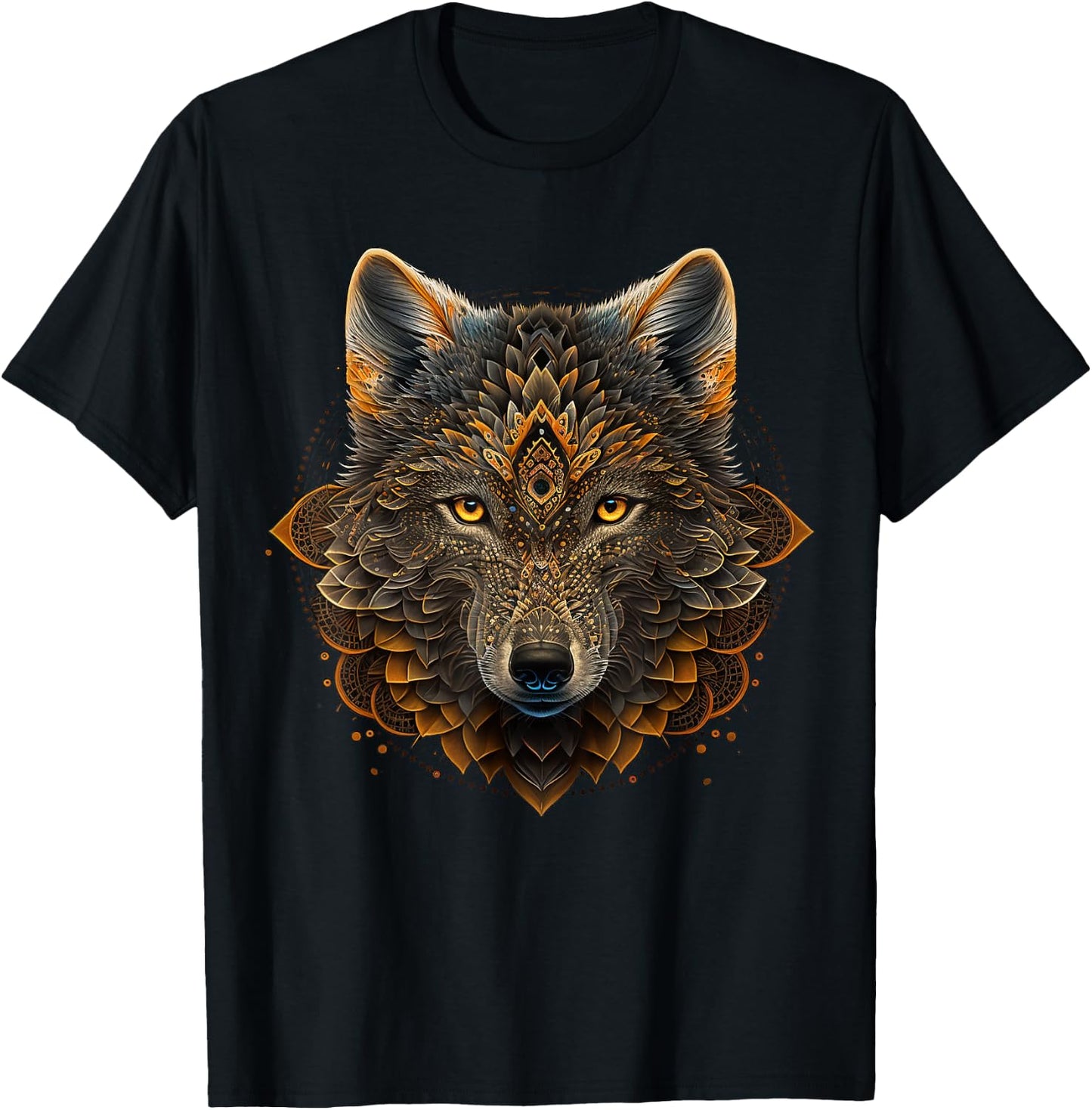 Wolf China Architecture Artwork | Animal Motif Wolf T-Shirt - T-Shirt | Black