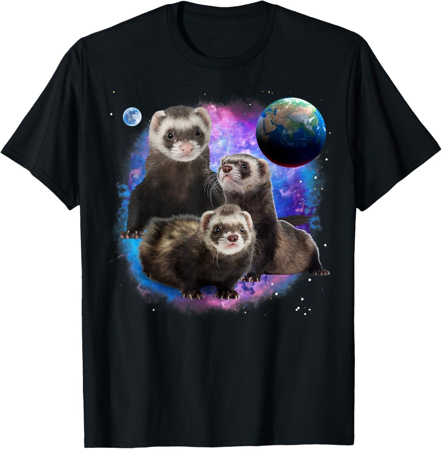 Funny Ferrets in the Galaxy Ferrets T-Shirt - T-Shirt | Black