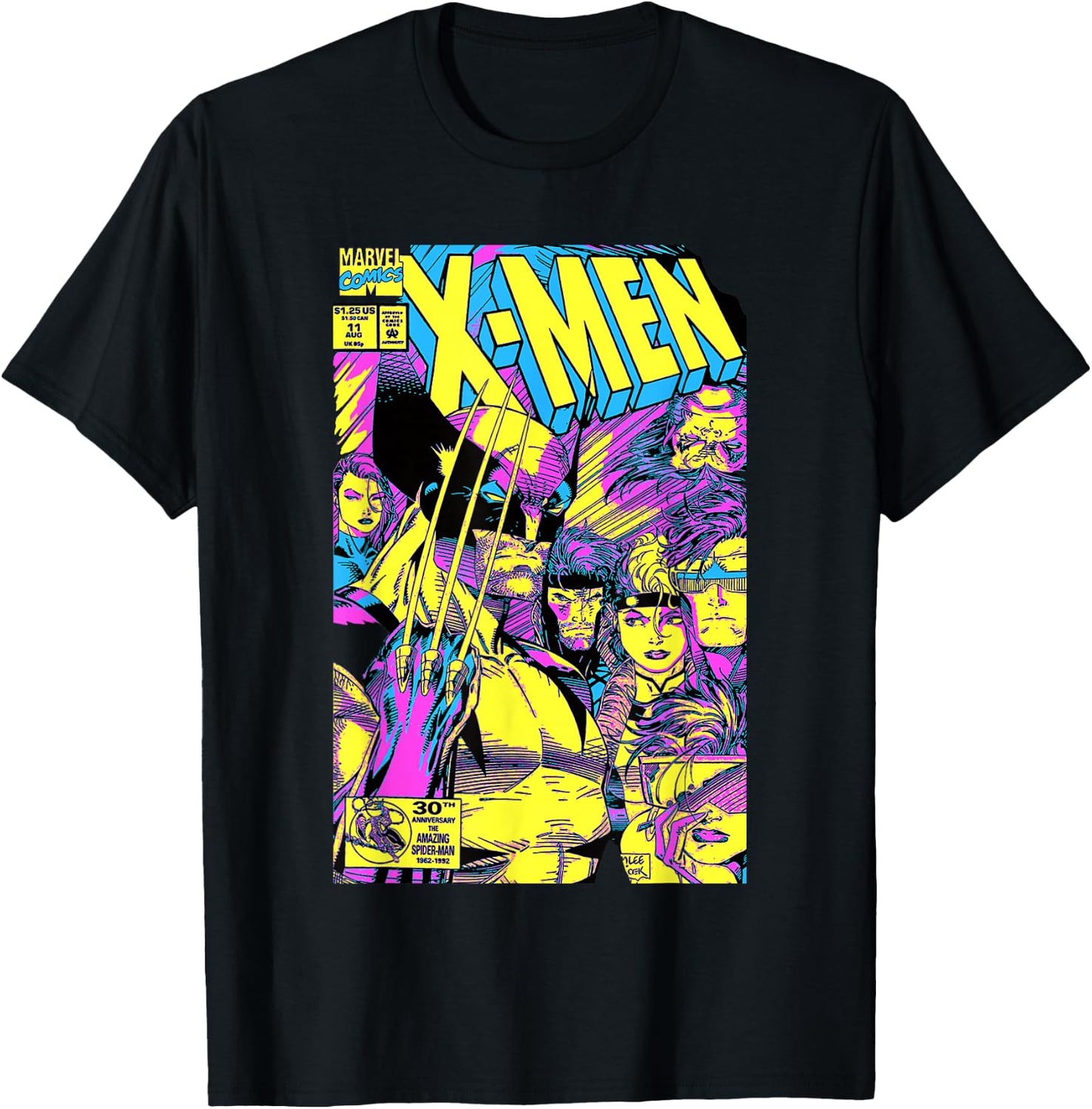 Marvel X-Men Wolverine & Team Epic Neon Comic Cover T-Shirt - T-Shirt | Black