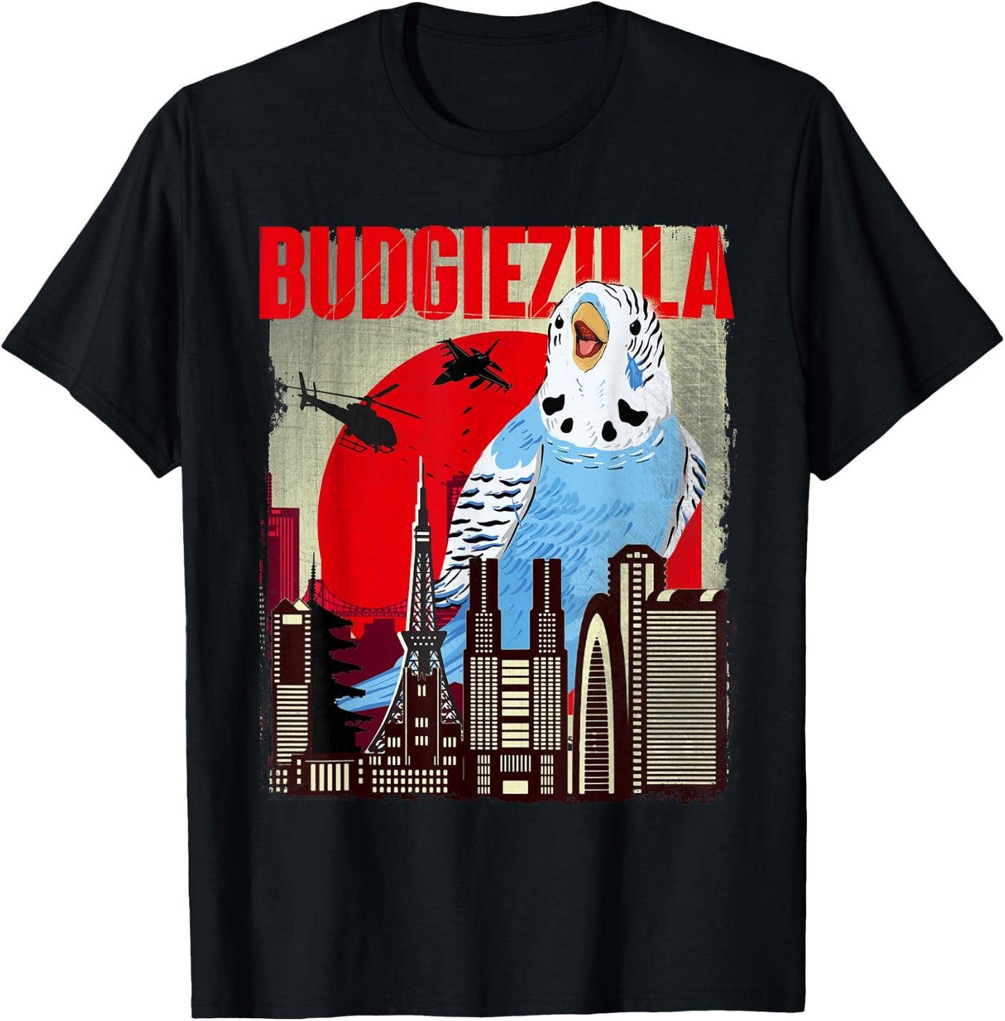 Budgiezilla - Parakeet Budgie Budgerigar Bird Lover T-Shirt - T-Shirt | Black