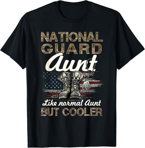 National Guard Aunt Proud Aunt Military Matching Gift - Black, -Adults, Small, Short Sleeve, Regular Fit, Cotton 100% T-Shirt - T-Shirt | Black