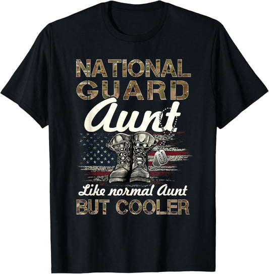 National Guard Aunt Proud Aunt Military Matching Gift - Black, -Adults, Small, Short Sleeve, Regular Fit, Cotton 100% T-Shirt - T-Shirt | Black