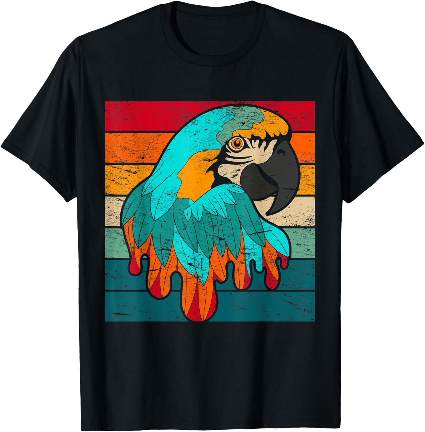 Retro Macaw Parrot T-Shirt - T-Shirt | Black