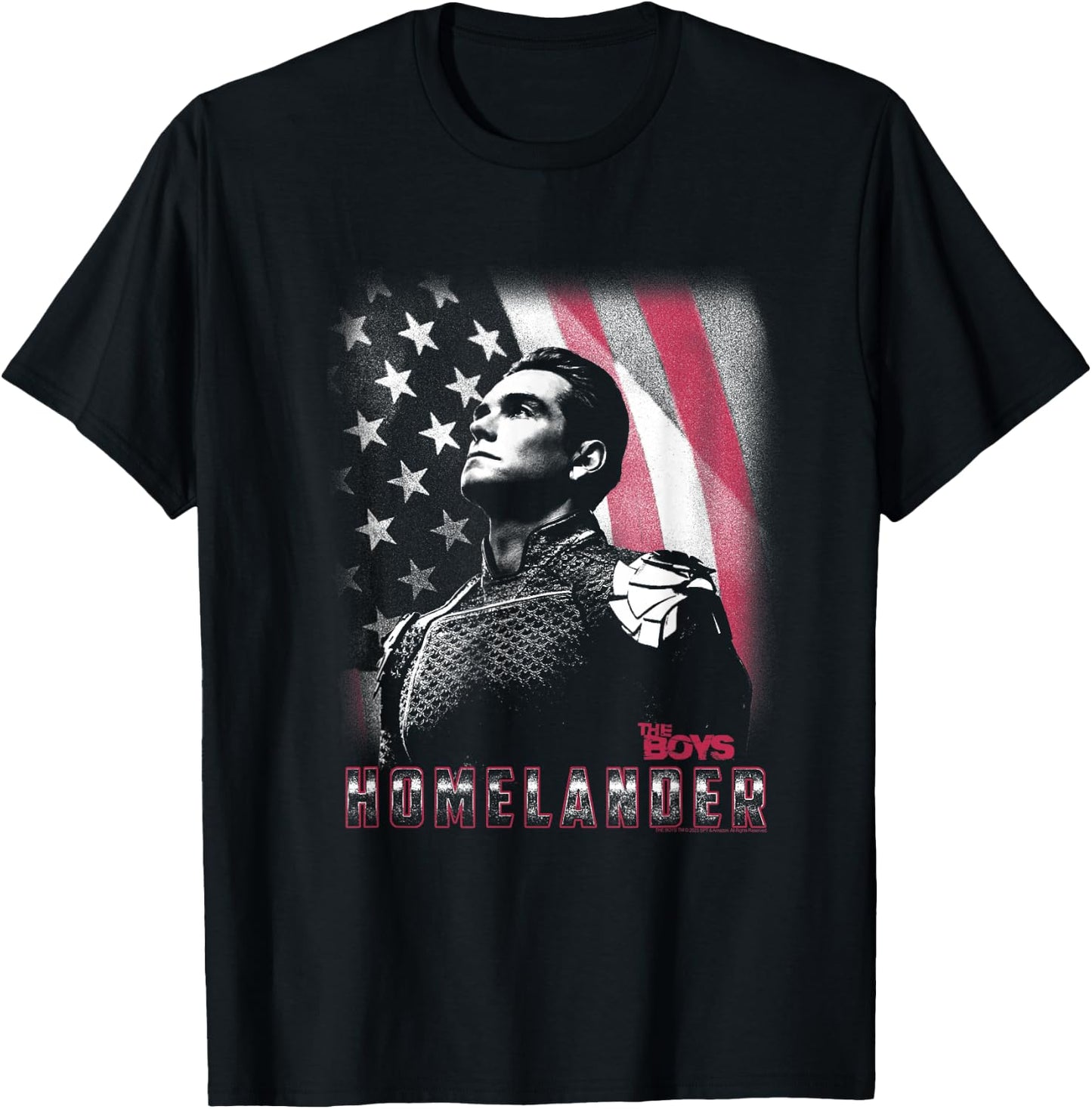 The Boys Patriotic Homelander American Flag Background T-Shirt - T-Shirt | Black