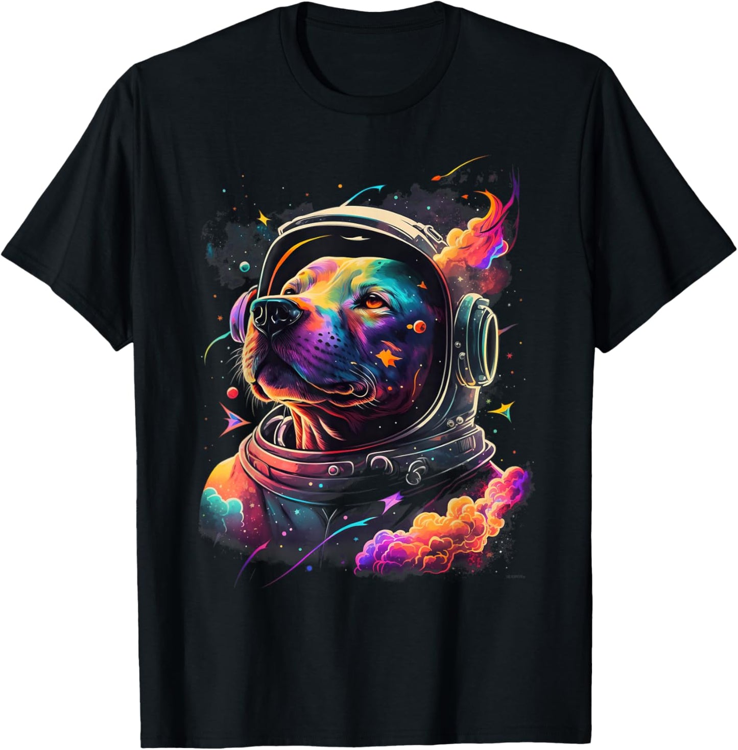 Astronaut PitBull dog Space Galaxy Women Kids T-Shirt - T-Shirt | Black