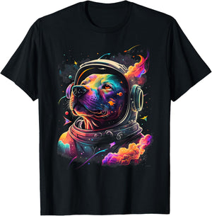 Astronaut PitBull dog Space Galaxy Women Kids T-Shirt - T-Shirt | Black