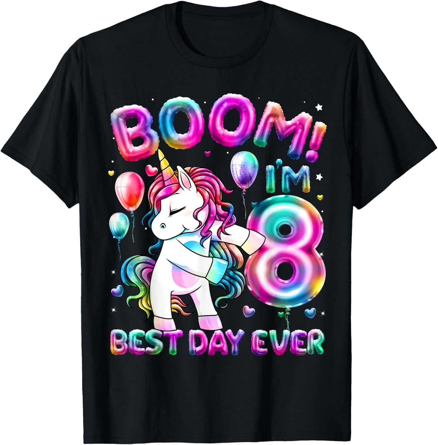 8 Years Old Flossing Unicorn Gifts 8th Birthday Girl Party T-Shirt - T-Shirt | Black