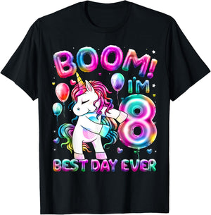 8 Years Old Flossing Unicorn Gifts 8th Birthday Girl Party T-Shirt - T-Shirt | Black