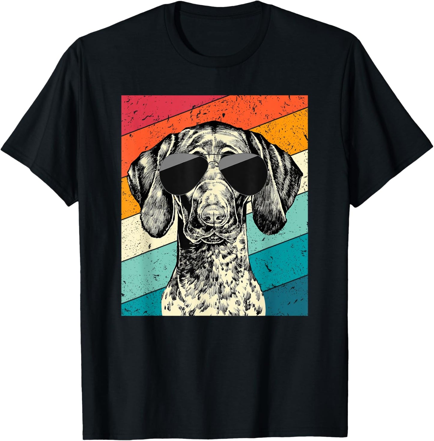Retro Vintage German Shorthaired Pointer Sunglasses GSP Dog T-Shirt - T-Shirt | Black