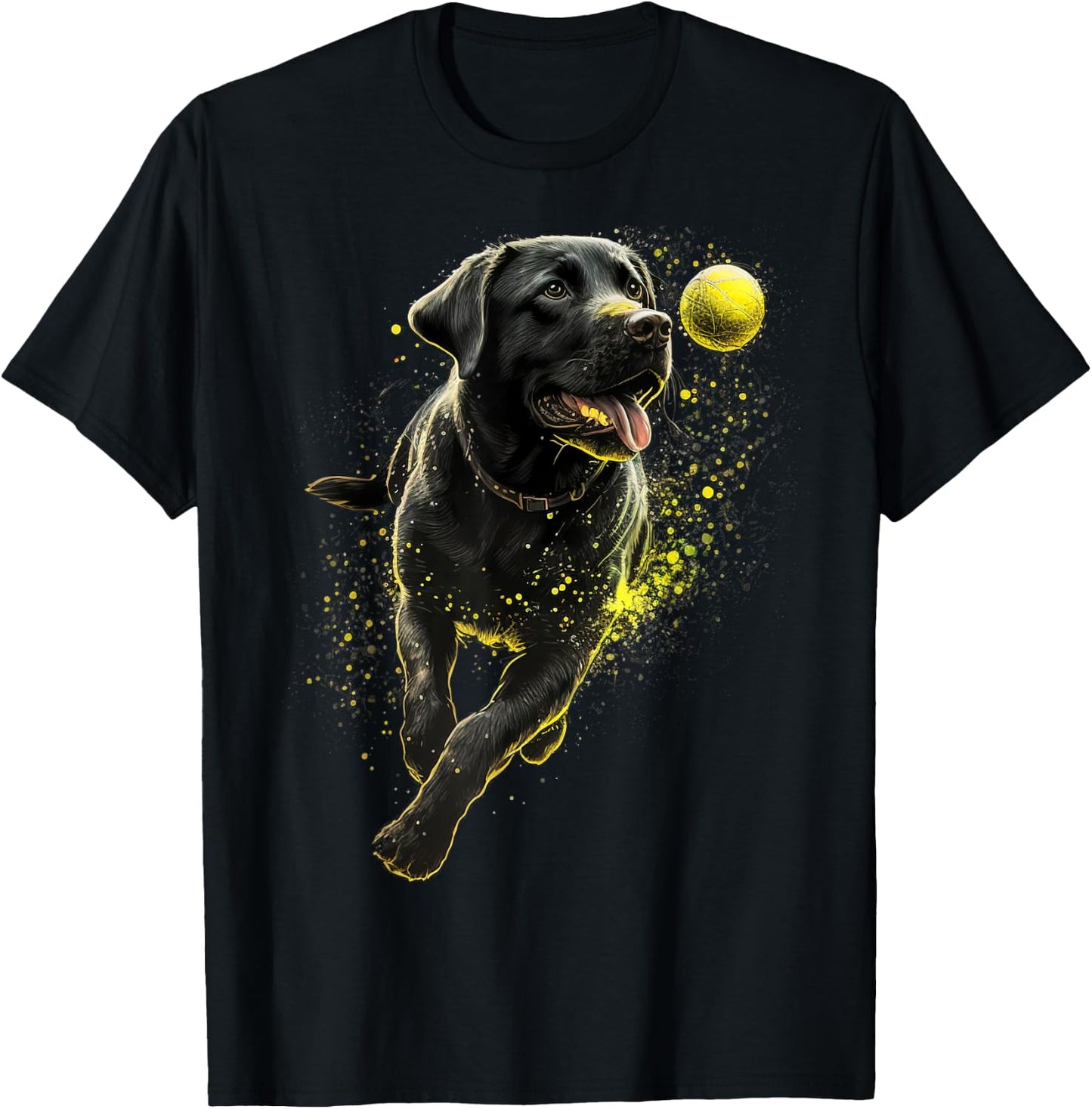 Black Labrador Retriever chasing a ball Labrador Retriever T-Shirt - T-Shirt | Black
