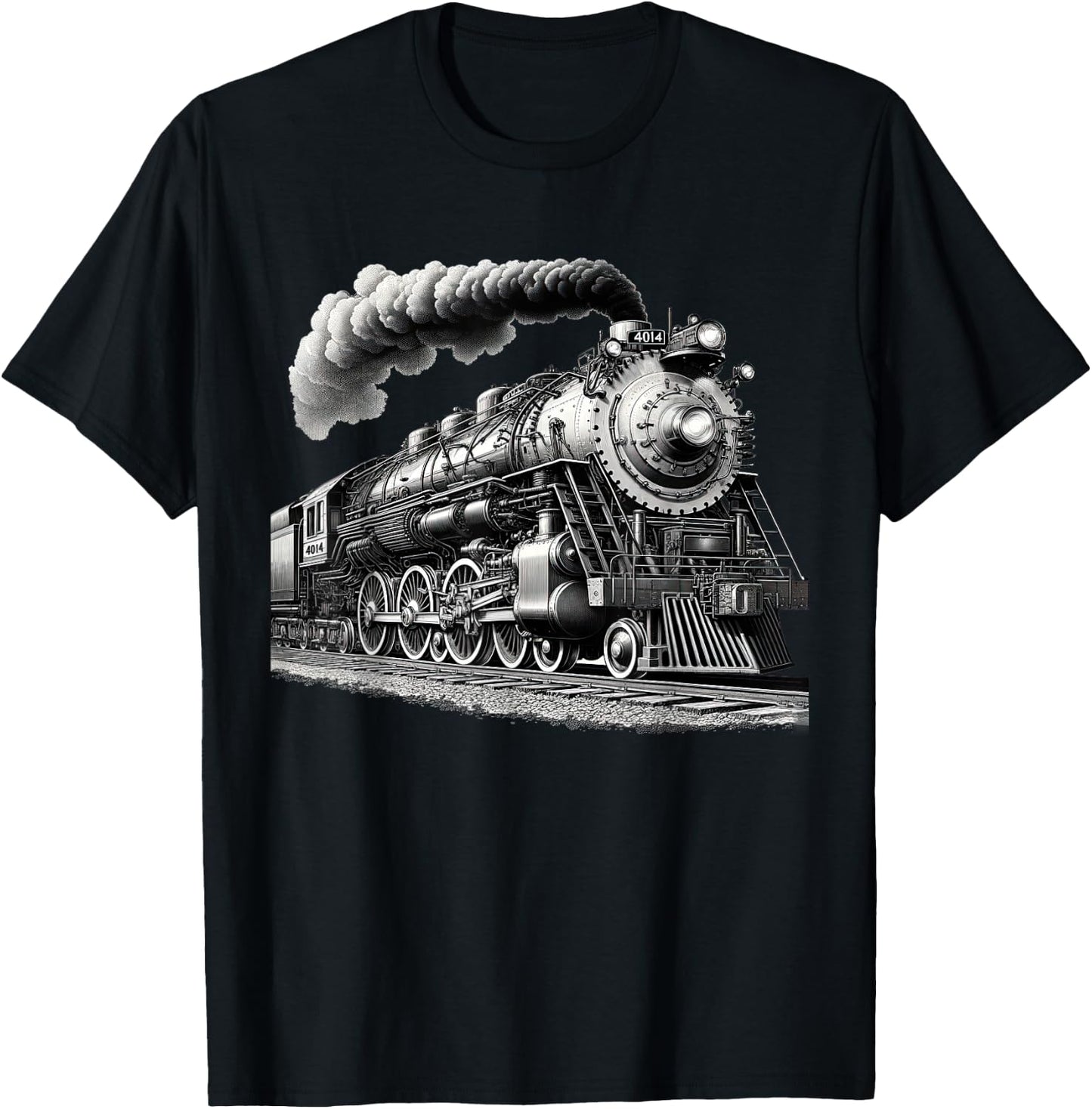 Steam Locomotive Train Vintage 1940s Style Engine Railroad T-Shirt - T-Shirt | Black