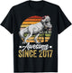 Awesome Since 2017 8 Years Old 8th Birthday Trex Dinosaur T-Shirt - T-Shirt | Black