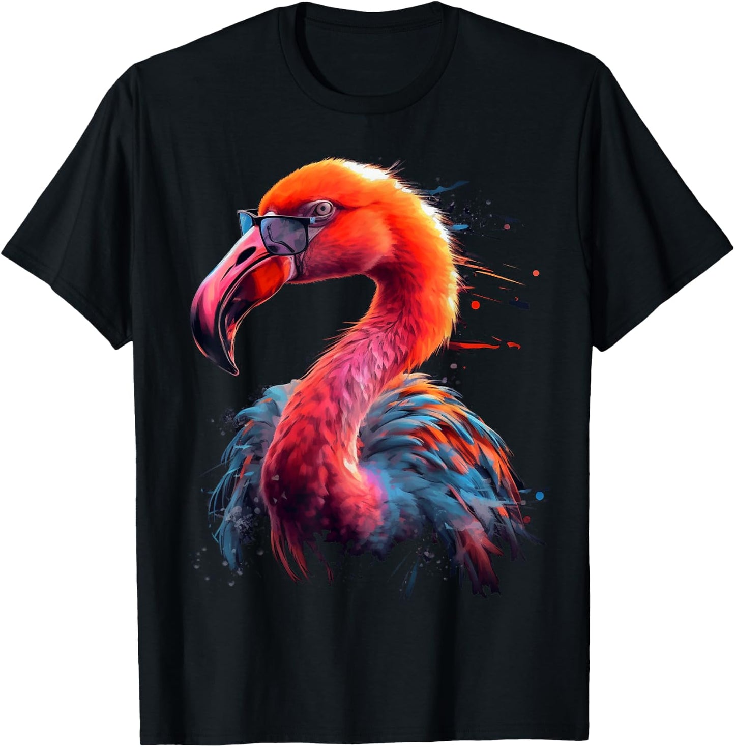 Flamingo Art Sunglasses Bird Animal Flamingo T-Shirt - T-Shirt | Black