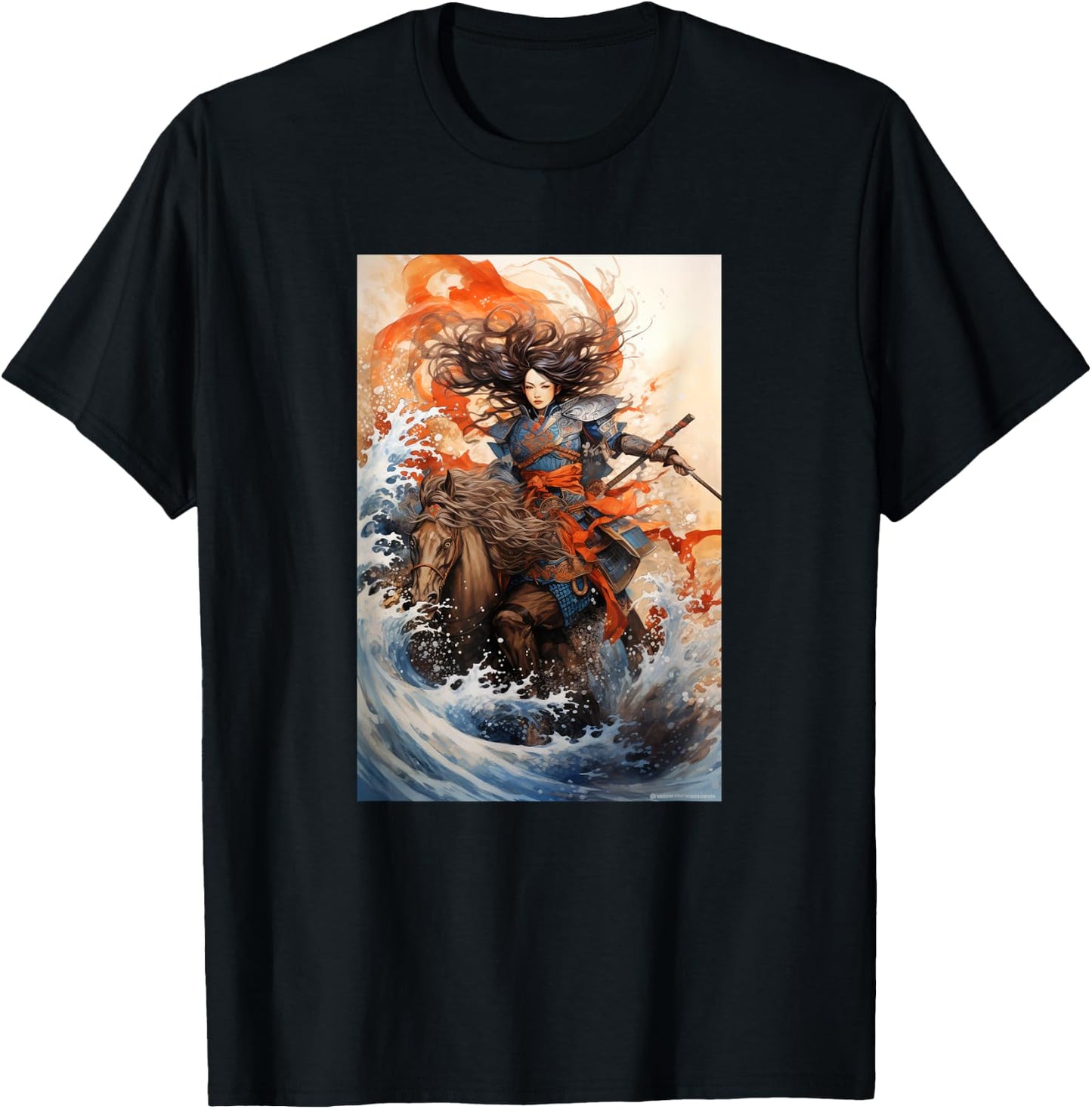 Eastern Aesthetic Samurai Japanese Horse Warrior Graphic T-Shirt - T-Shirt | Black