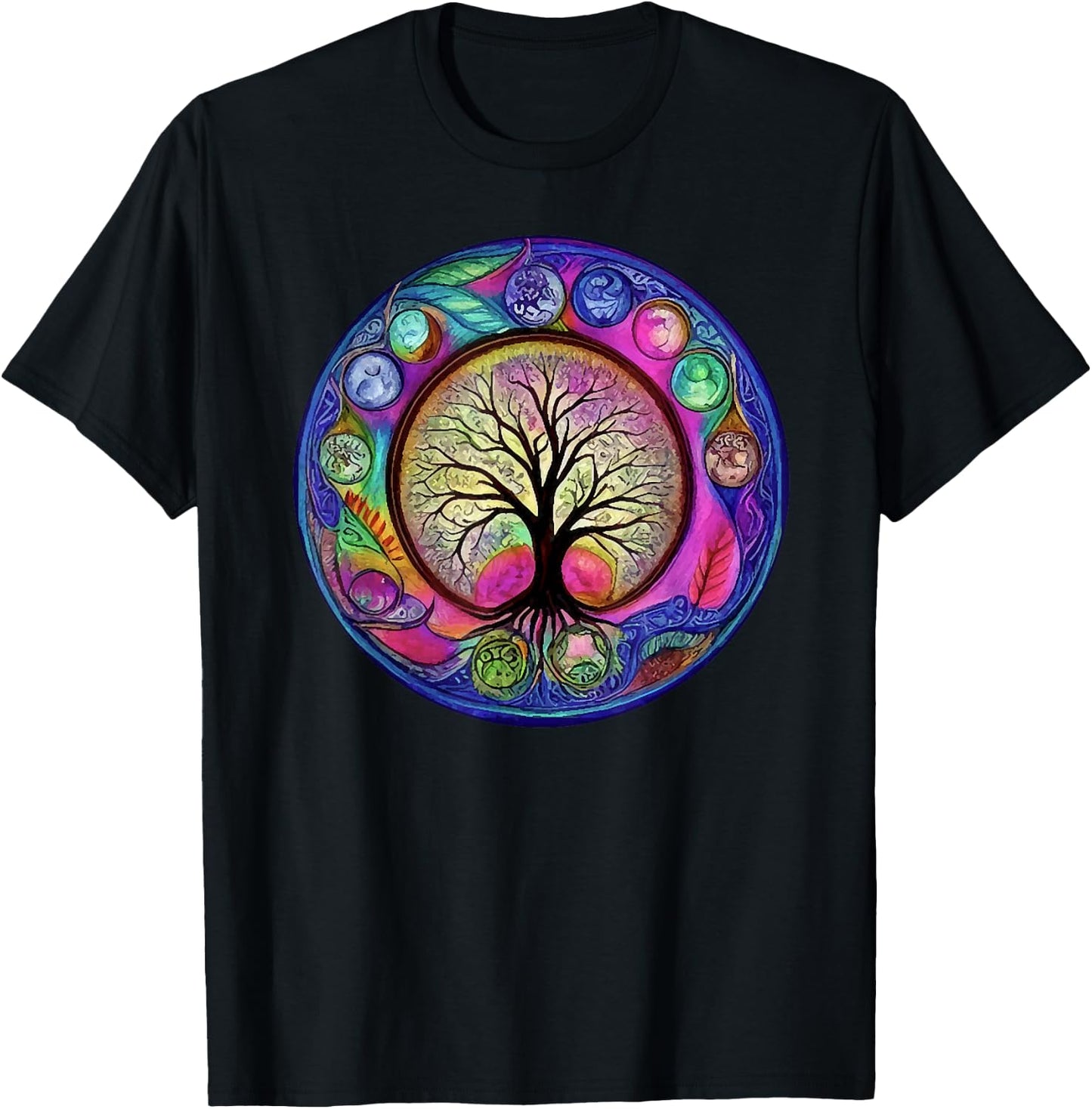 Chakra Whimsical Fantasy Tree of Life T-Shirt - T-Shirt | Black