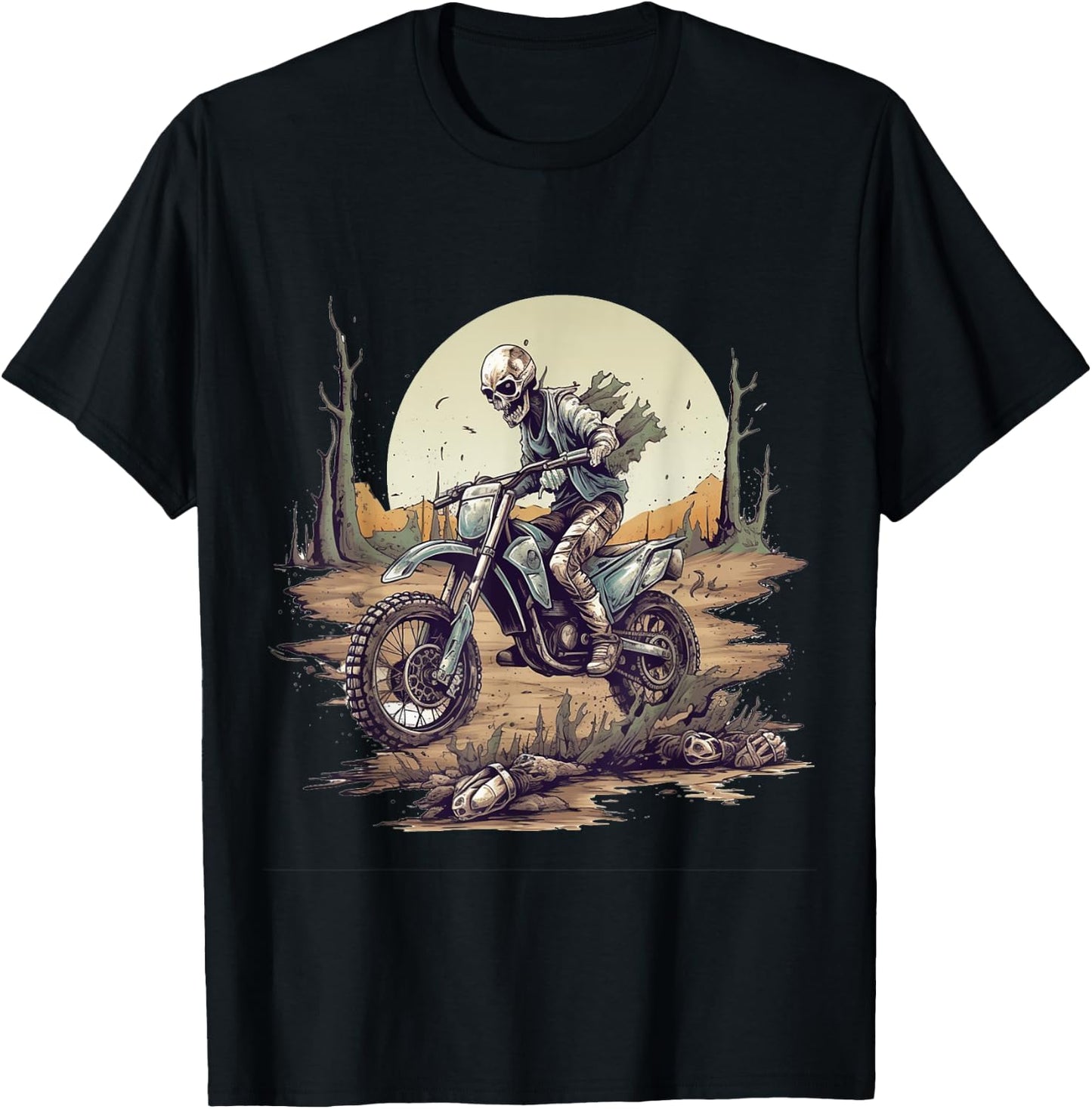 Zombie Riding Dirt Bike Halloween Motorcyle Motocross Rider T-Shirt - T-Shirt | Black