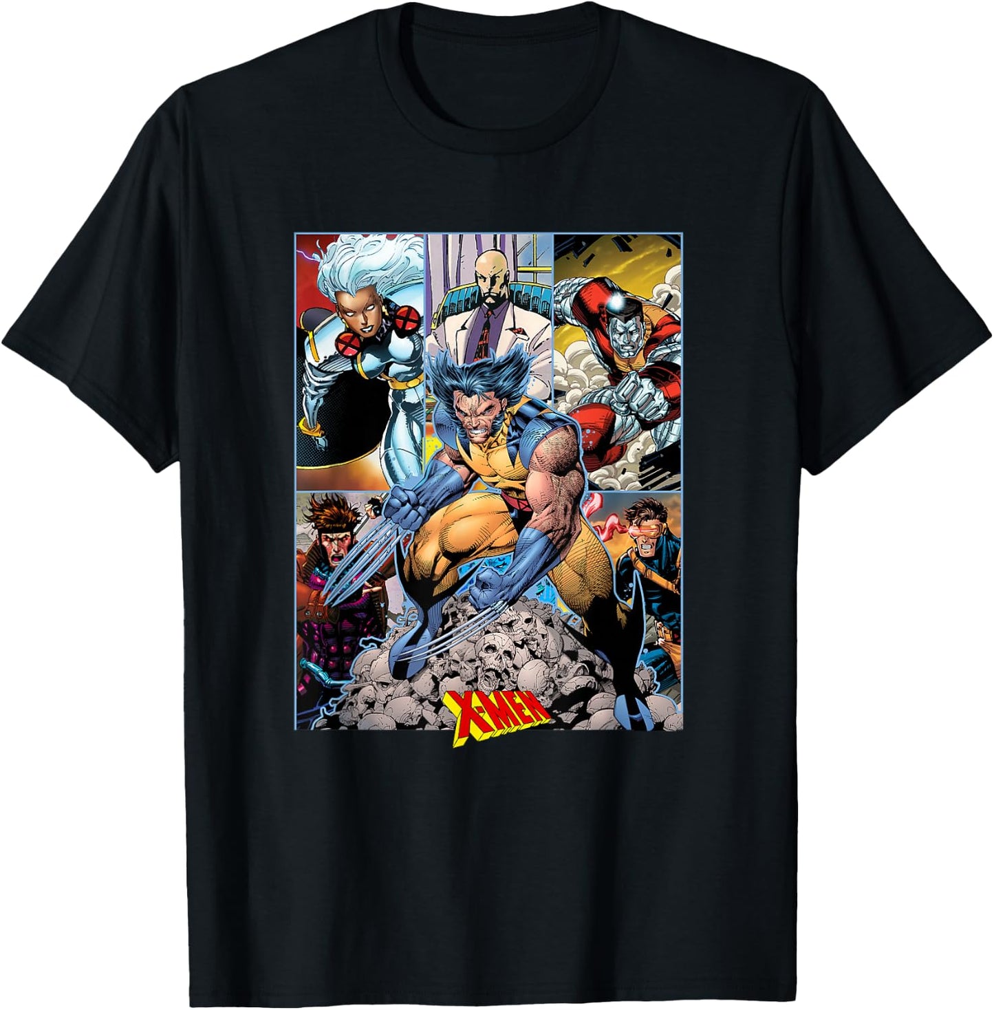 Marvel X-Men Wolverine Team Action Packed Comic Panels T-Shirt - T-Shirt | Black