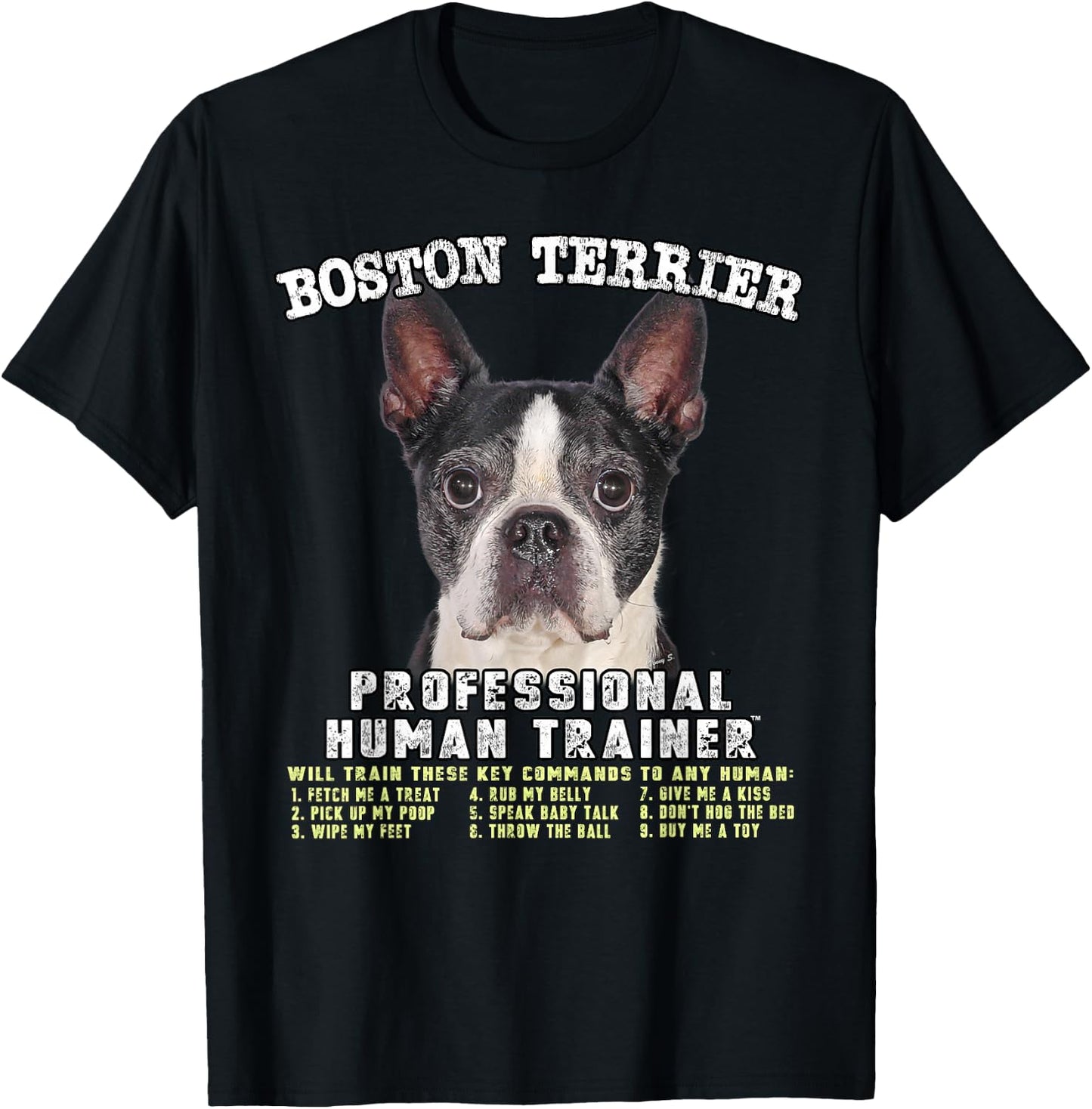 Boston Terrier Black Dog Professional Human Trainer T-Shirt - T-Shirt | Black