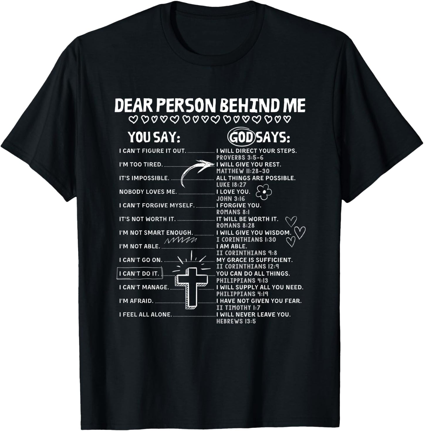 Dear Person Behind Me God Says Christian Jesus God Lovers T-Shirt - T-Shirt | Black