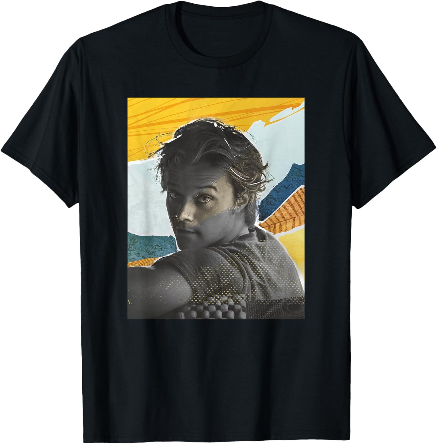 Outer Banks Season 3 JJ Maybank Mixed Media Collage Portrait T-Shirt - T-Shirt | Black