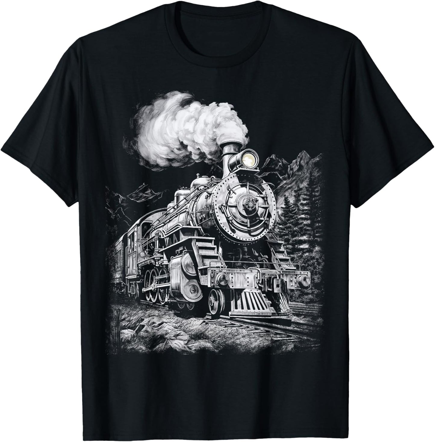 Steam Engine Train Steam Train Locomotive Vintage Train T-Shirt - T-Shirt | Black