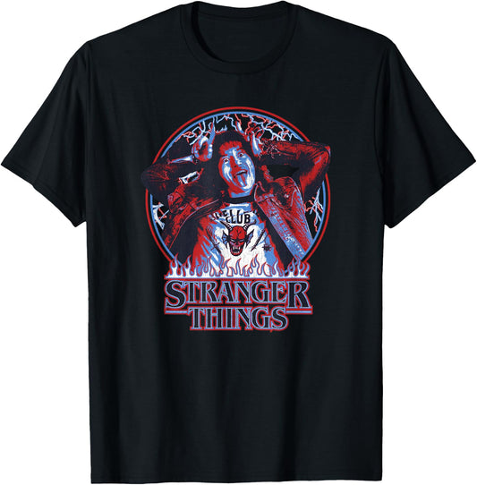 Stranger Things Eddie Munson American Colors Logo T-Shirt - T-Shirt | Black