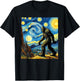 Funny Bigfoot Starry Night Sasquatch Van Gogh Sky Painting T-Shirt - T-Shirt | Black