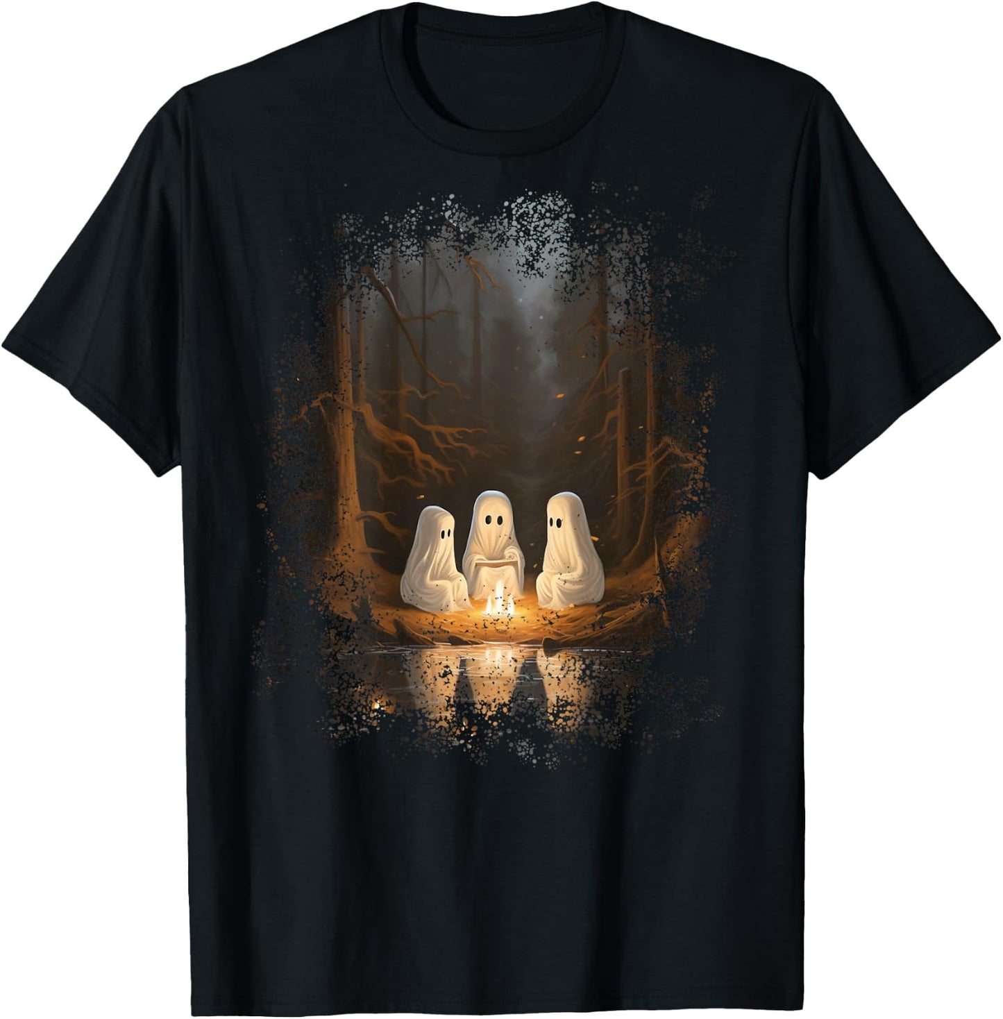 Vintage Ghost Campfire Camping Gothic Halloween T-Shirt - T-Shirt | Black