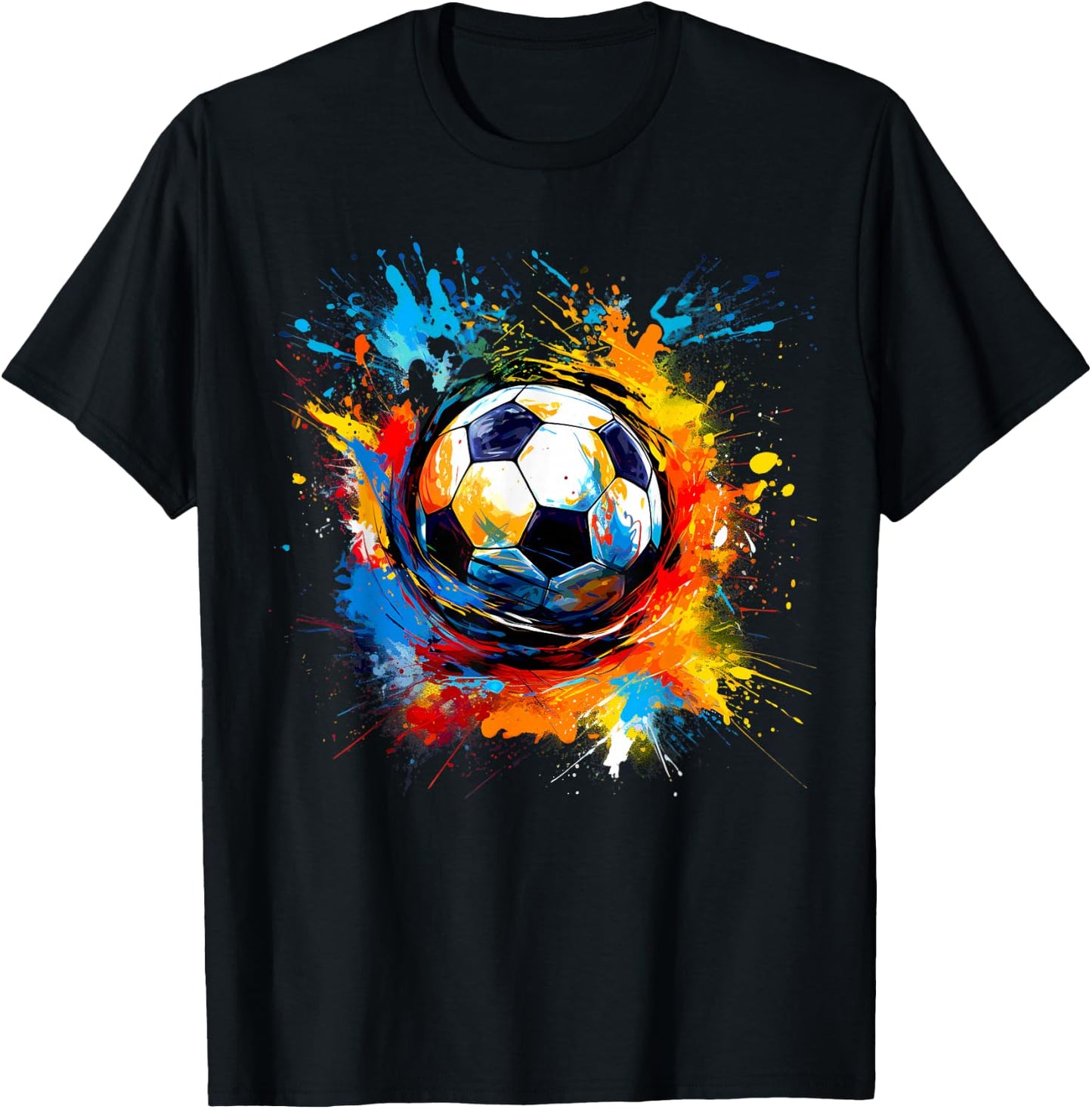 Soccer Ball With Paint Splash T-Shirt - T-Shirt | Black