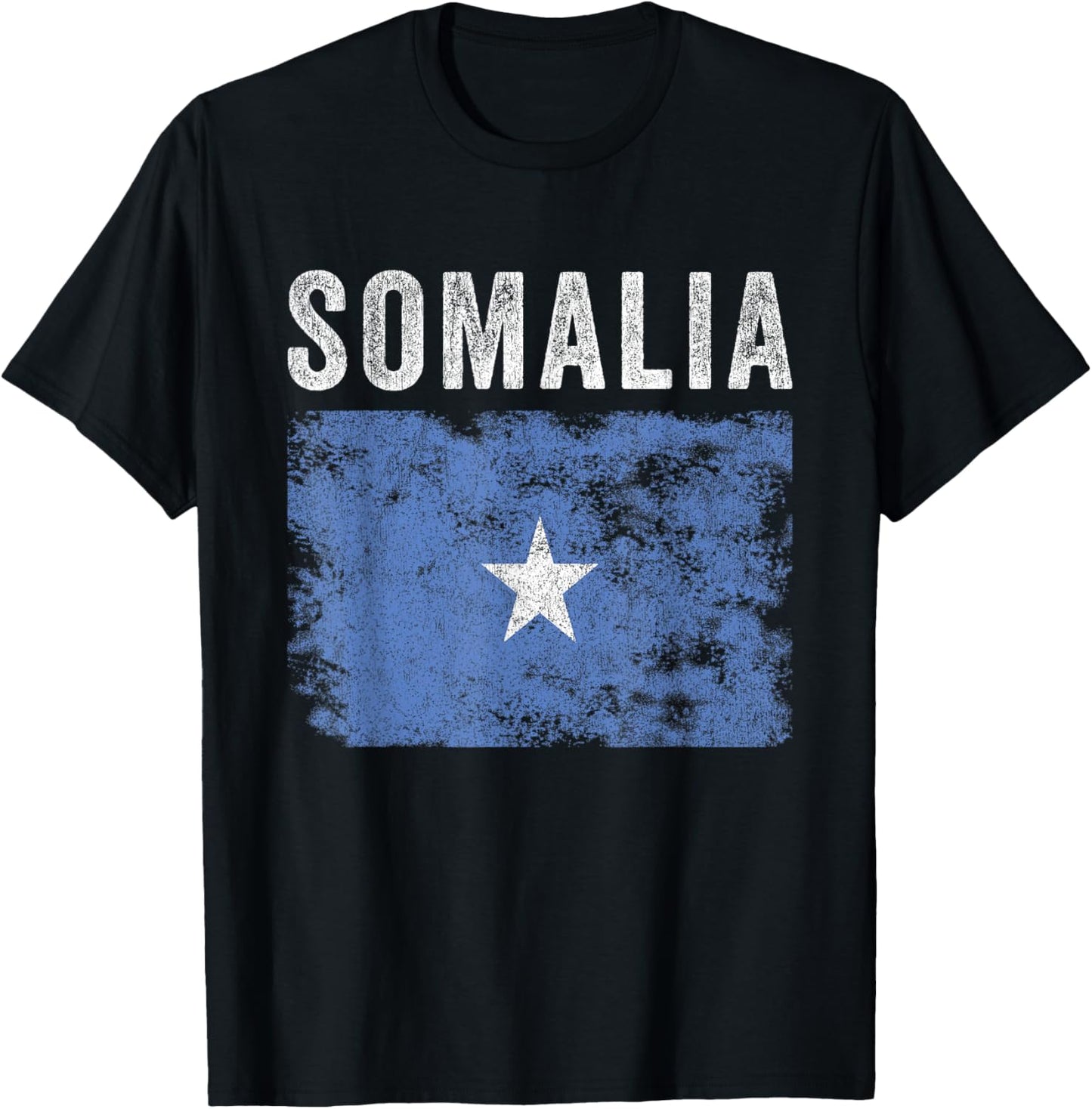 Somalia Flag Distressed - Men Women Kids - Somali Flag T-Shirt - T-Shirt | Black