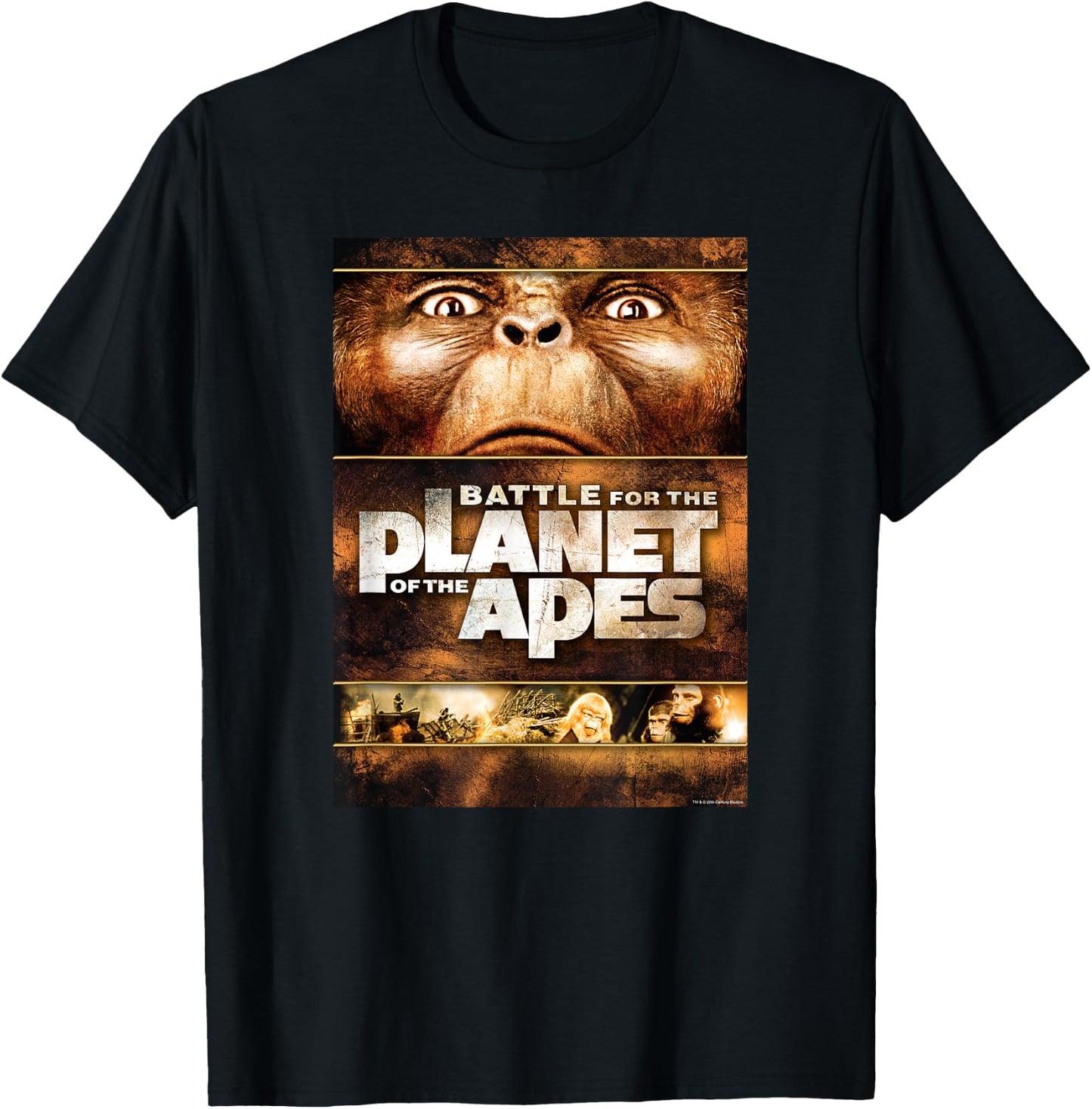 Battle for the Planet of the Apes 1973 Caesar Movie Poster T-Shirt - T-Shirt | Black