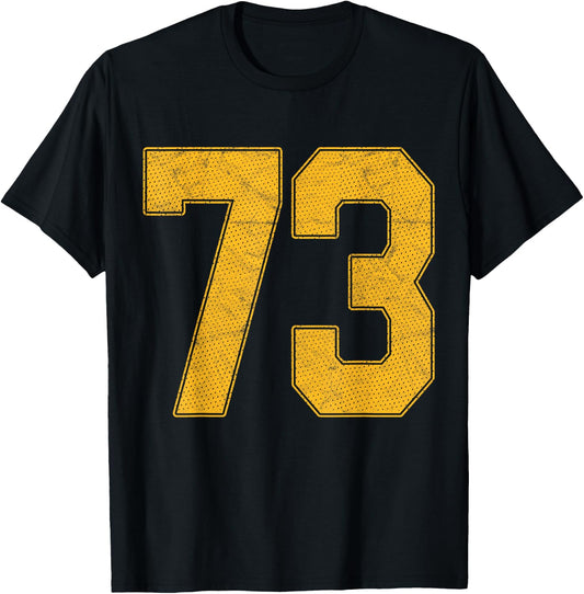 Number 73 Numbered Uniform Sports Team Jersey 73rd Birthday T-Shirt - T-Shirt | Black