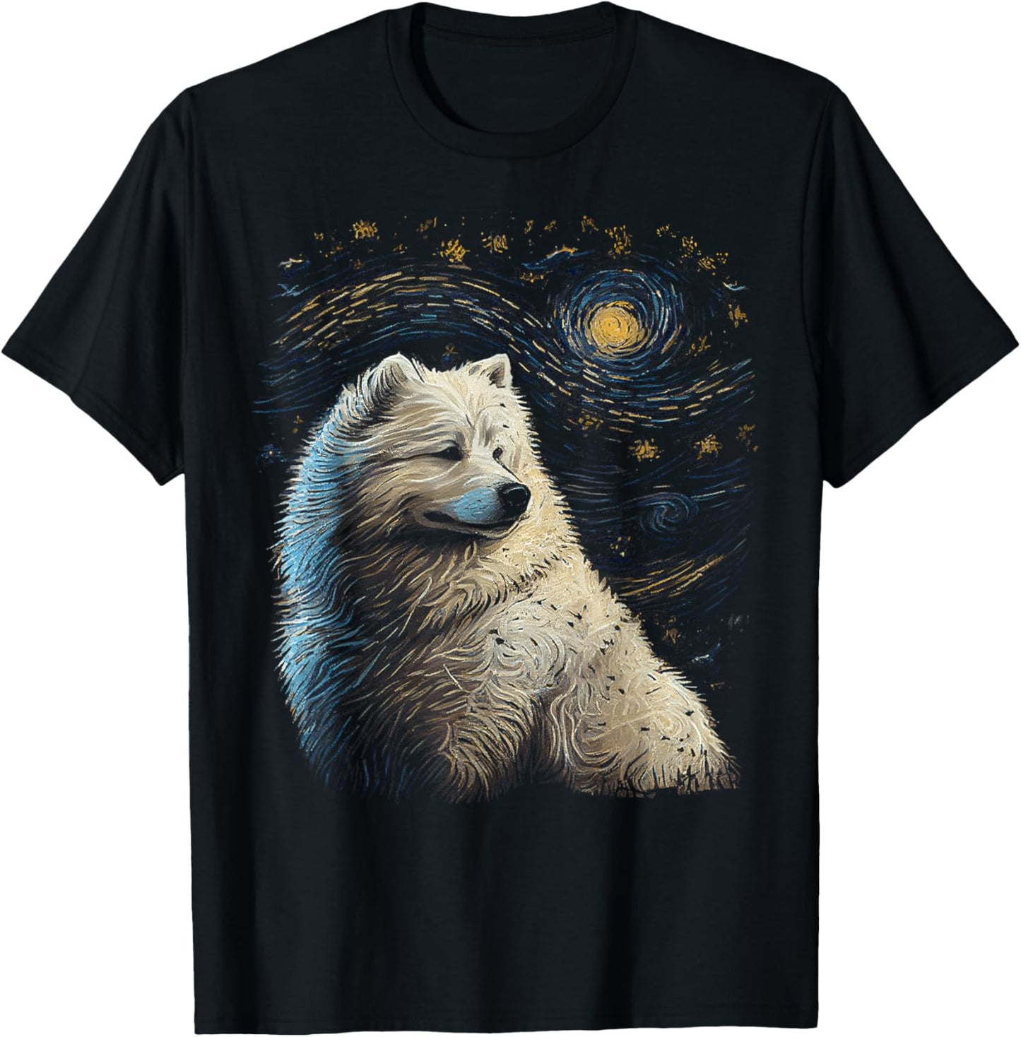 Samoyed Dog Starry Night Dogs Lover Gifts Graphic T-Shirt - T-Shirt | Black