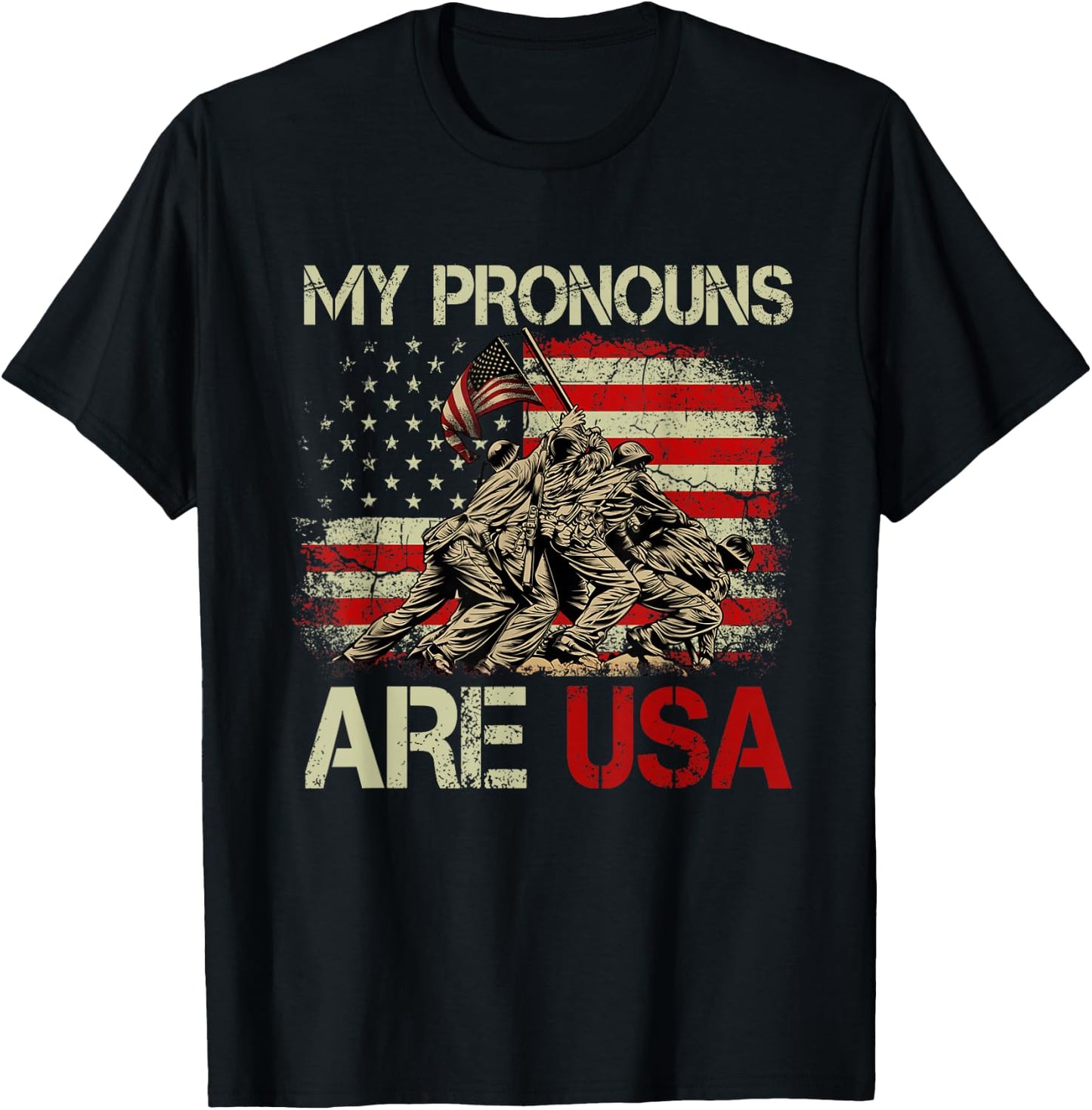 My Pronouns Are Usa 4th Of July American Flag Tie Dye Men T-Shirt - T-Shirt | Black