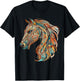 Horse Tribal Abstract Art Native American Geometric Horses T-Shirt - T-Shirt | Black