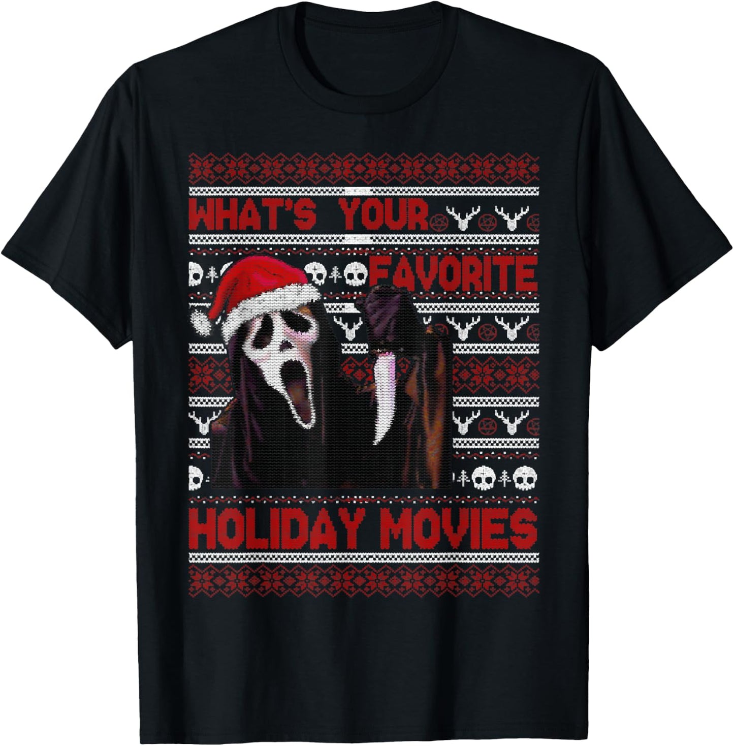 What's Your Favorite Holiday Movies, Grim Reaper Christmas T-Shirt - T-Shirt | Black