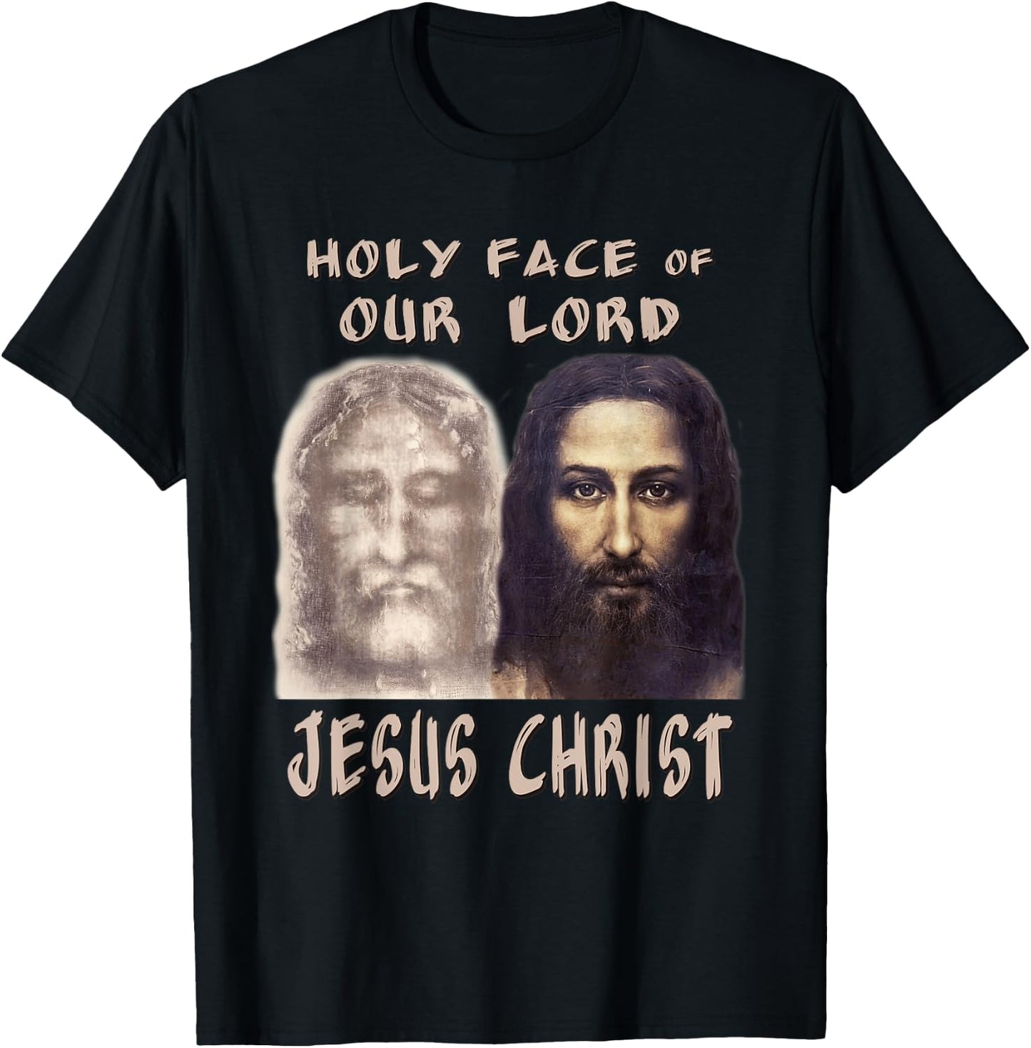 Holy Face Our Lord Jesus Christ Shroud Turin Reconstruction T-Shirt - T-Shirt | Black
