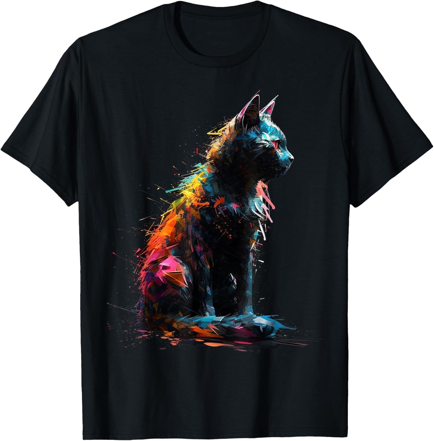 Cat Pet Animal - Art Cat T-Shirt - T-Shirt | Black