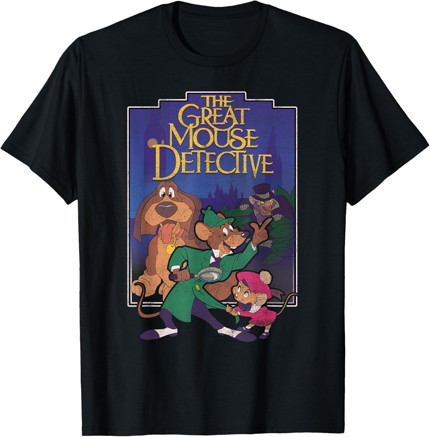 Disney The Great Mouse Detective Group Shot Classic Portrait T-Shirt - T-Shirt | Black