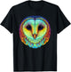 colorful cute Barn owl head art face for lovers birds animal T-Shirt - T-Shirt | Black