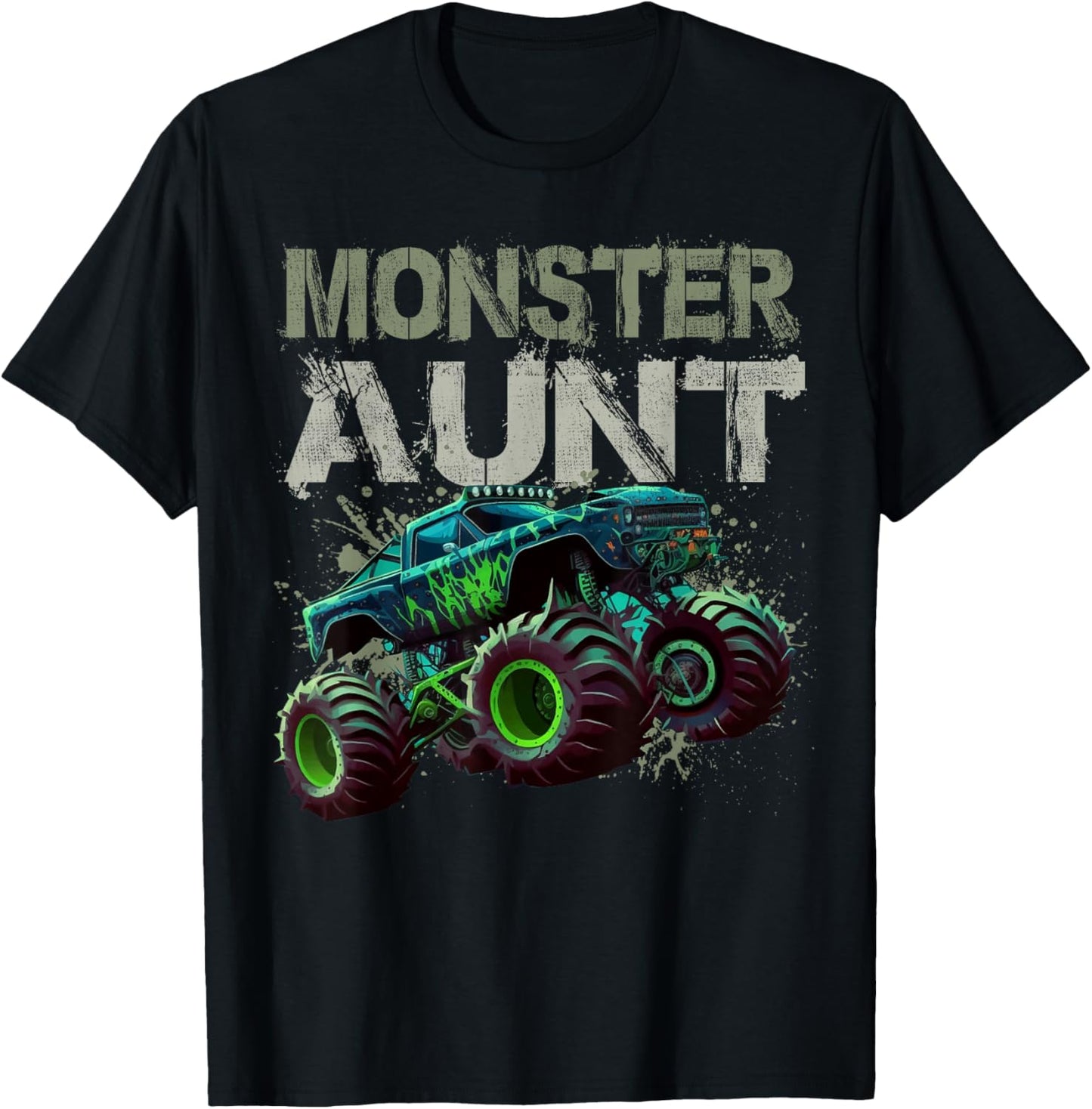 Monster Truck Aunt Family Matching Monster Truck Lovers Gift T-Shirt - T-Shirt | Black