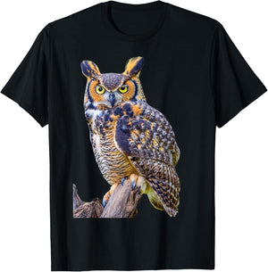 Great Horned Owl T-Shirt - T-Shirt | Black